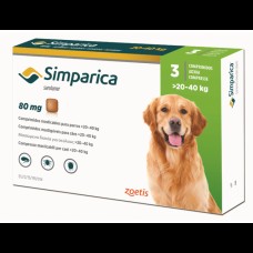 Жевательные таблетки Zоеtis Симпарика против блох и клещей для собак весом от 20 до 40 кг, 80 мг  (1шт)