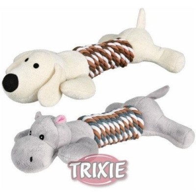Trixie TX - 35894 собачка или бегемотик для собак - игрушка с канатом и пищалкой 1 шт 32 см