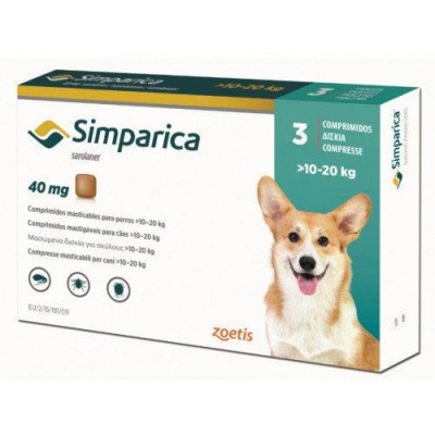 Simparica (Симпарика)  от блох и клещей для собак весом от 10 до 20 кг (1шт)