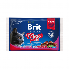 Влажный корм для кошек Brit Premium Cat Meat Plate pouches 400 г (ассорти из 2 вкусов «Мясная тарелка»)