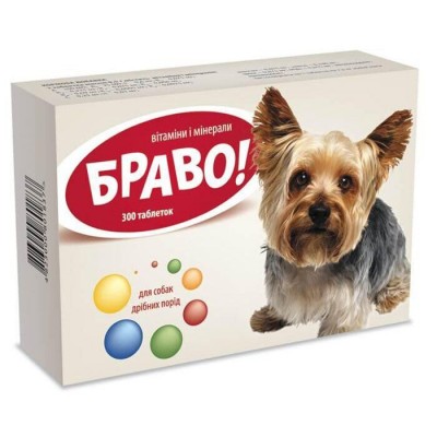 Витамины для собак мелких пород Артериум «Браво» 300 таблеток, 150 г (мультивитамин)