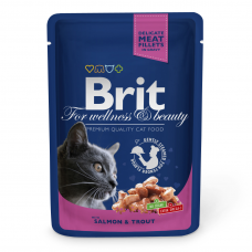 Влажный корм для кошек Brit Premium Salmon & Trout pouch 100 г (лосось и форель)