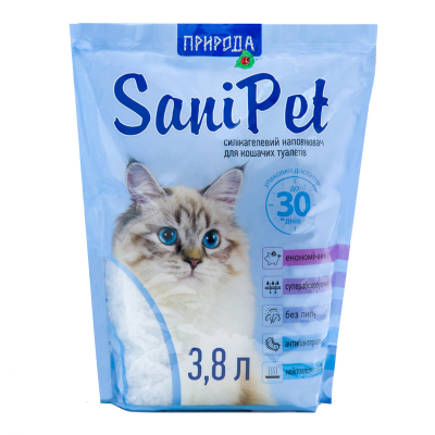 Наполнитель туалета для кошек Природа Sani Pet 3,8 л (силикагелевый)