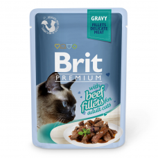 Влажный корм для кошек Brit Premium Cat Beef Fillets Gravy pouch 85 г (филе говядины в соусе)