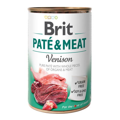 Влажный корм для собак Brit Pate & Meat Venison 400 г (курица и оленина)