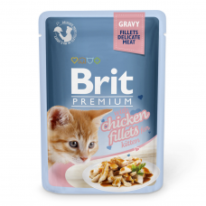 Влажный корм для котят Brit Premium Cat Chicken Fillets for Kitten Gravy pouch 85 г (филе курицы в соусе)
