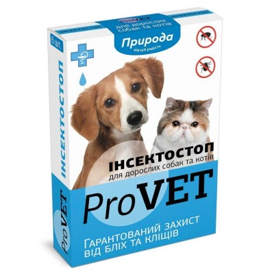 Капли на холку для кошек и собак Природа ProVET «Инсектостоп» от 4 до 10 кг, 6 пипеток (от внешних паразитов)