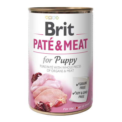 Влажный корм для щенков Brit Pate & Meat Chicken 400 г (курица и индейка)